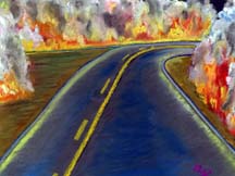 Painting of "The Highway to Hell" by artist Angie Young - http://www.TheFathersArt.com
